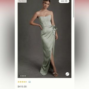 V. Chapman The June Dress strapless gown with corseted bodice, sage